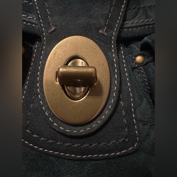 Authentic Coach Vintage Teal Suede Leigh Handbag! RARE - Picture 11 of 15